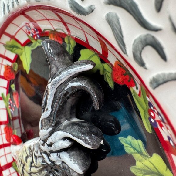 Vintage Bella Casa by Ganz Hand Painted Hen Chicken 3D Wall Plate Decor black wh - Picture 8 of 15